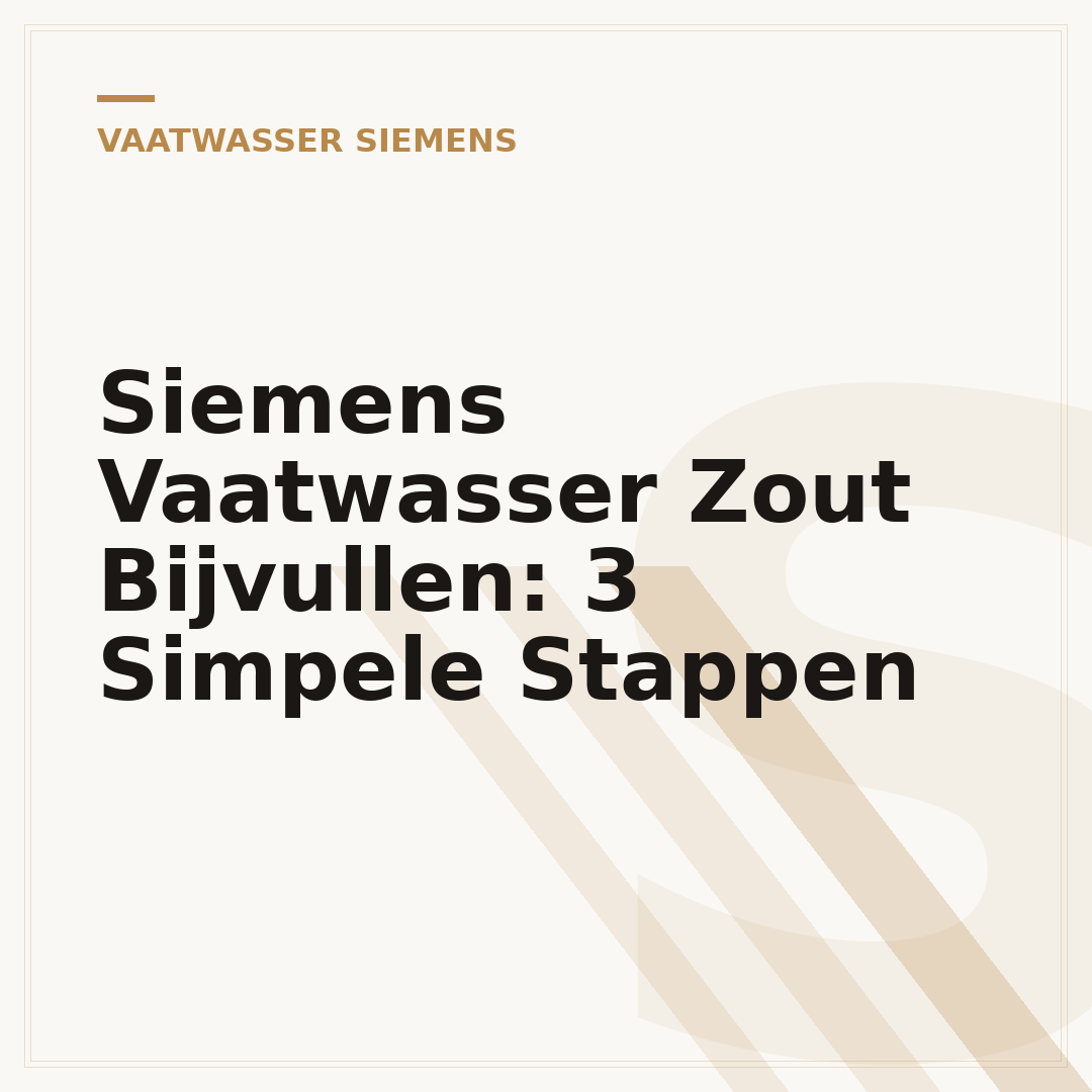 Siemens Vaatwasser Zout Bijvullen: 3 Simpele Stappen
