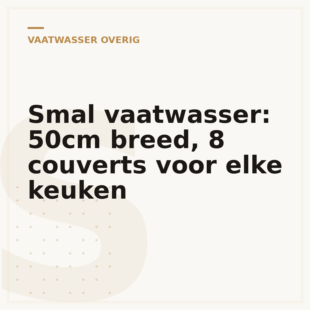 Smal vaatwasser: 50cm breed, 8 couverts voor elke keuken
