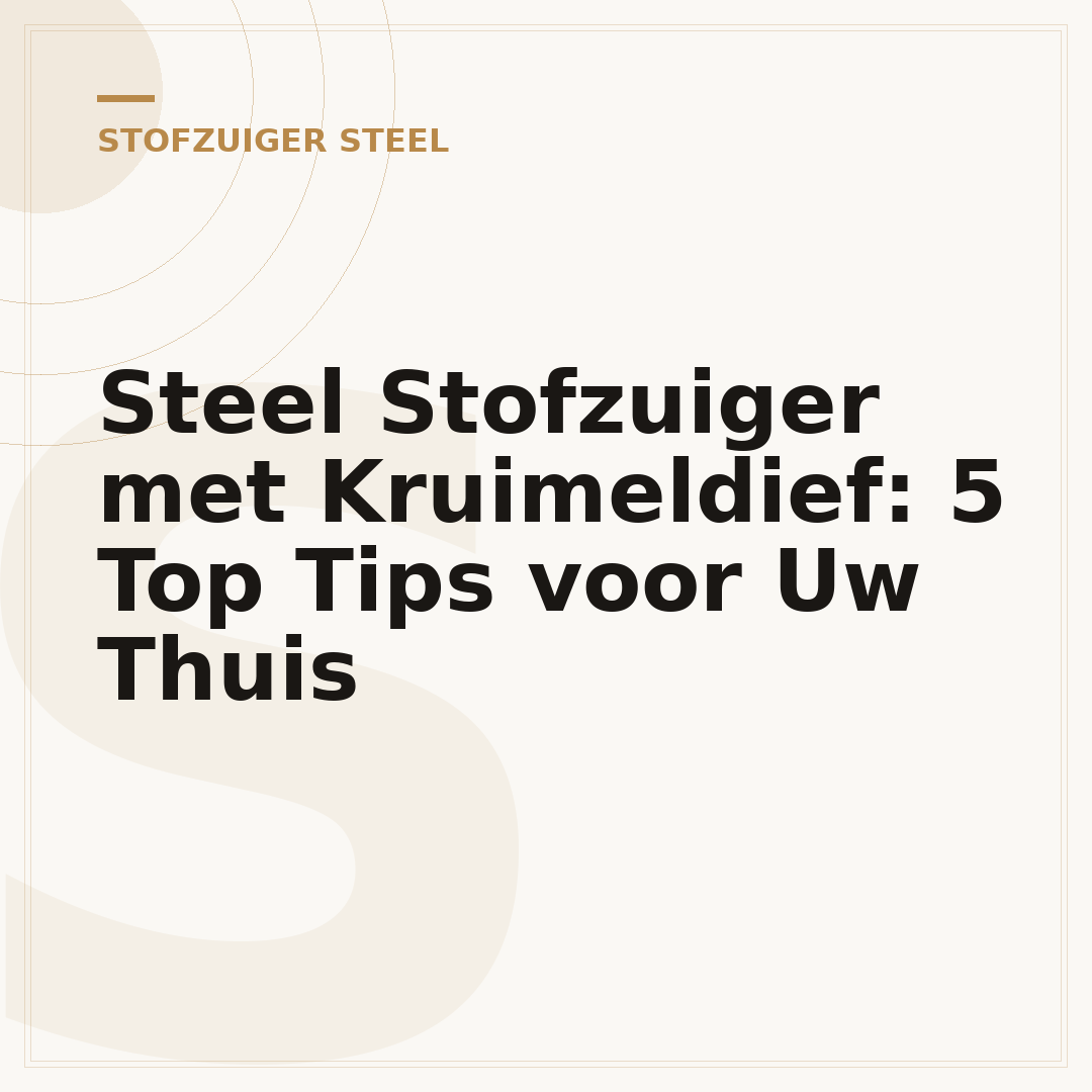 Steel Stofzuiger met Kruimeldief: 5 Top Tips voor Uw Thuis