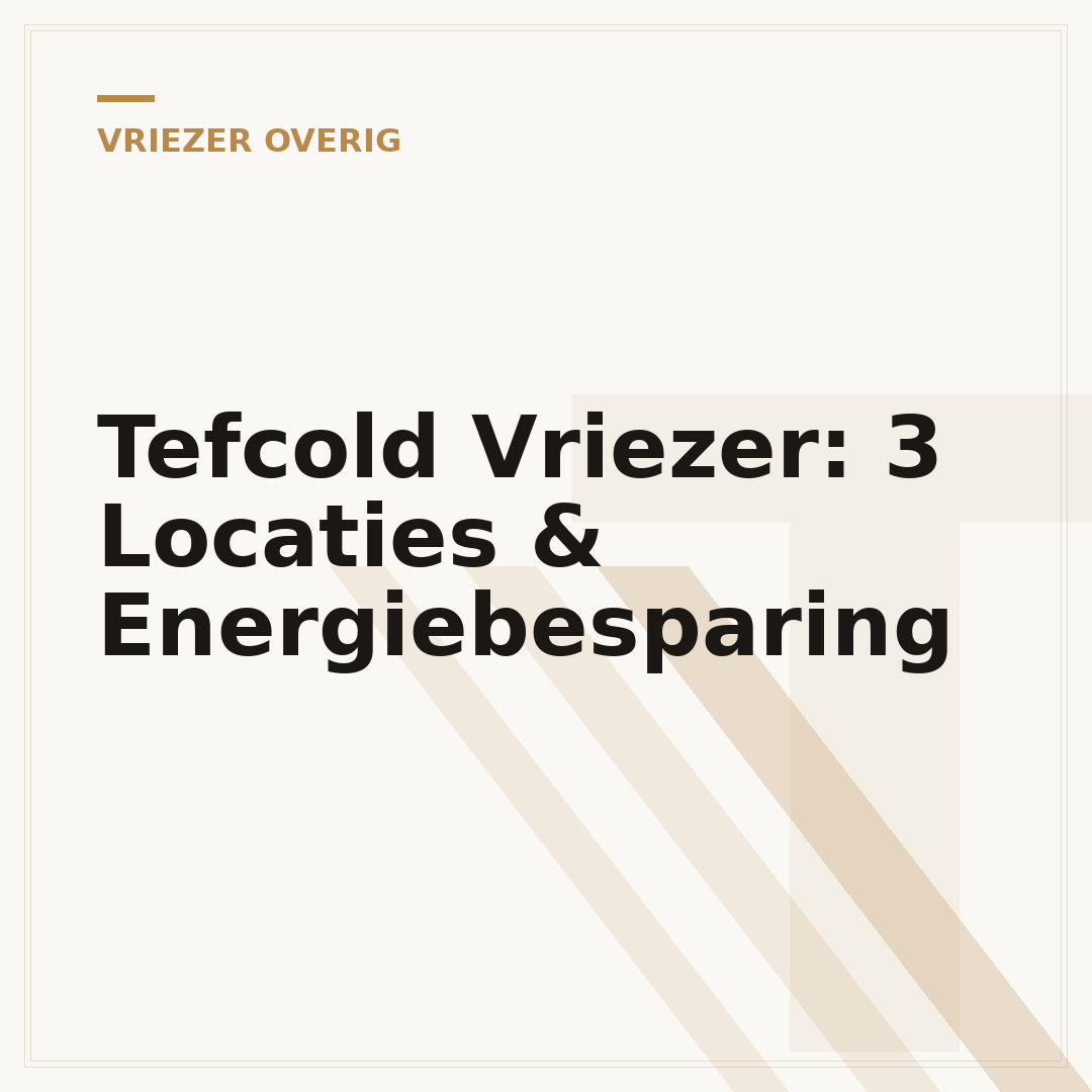 Tefcold Vriezer: 3 Locaties & Energiebesparing
