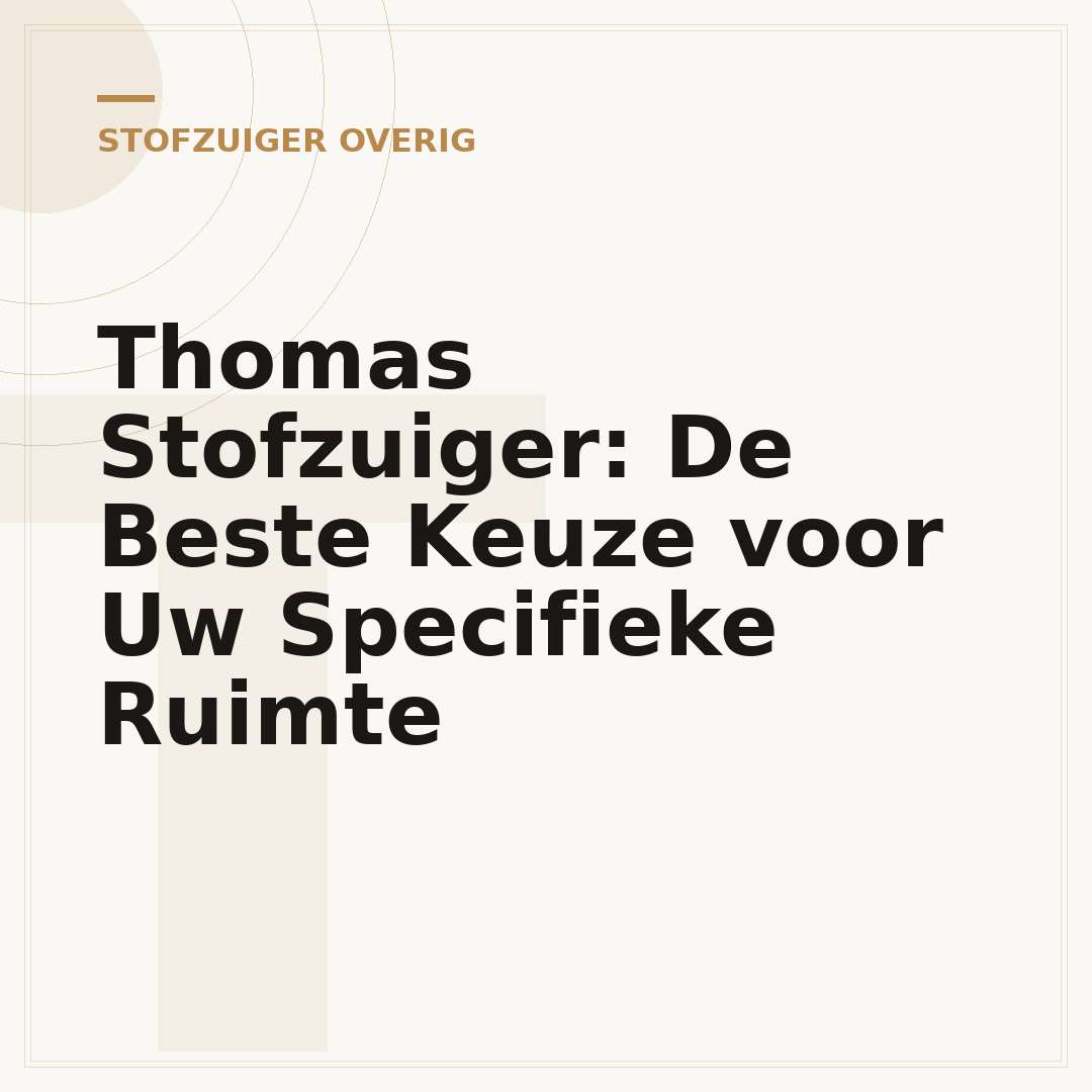 Thomas Stofzuiger: De Beste Keuze voor Uw Specifieke Ruimte