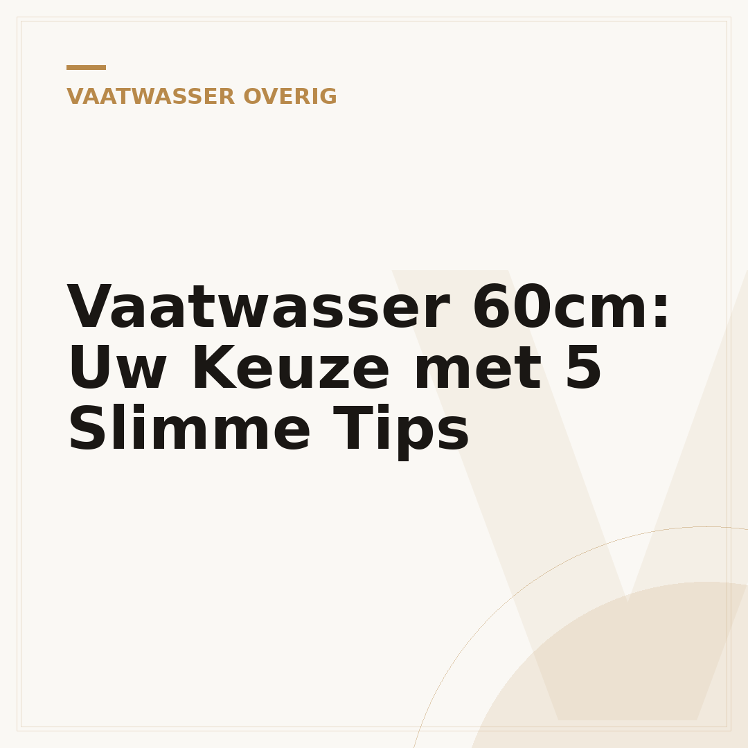 Vaatwasser 60cm: Uw Keuze met 5 Slimme Tips