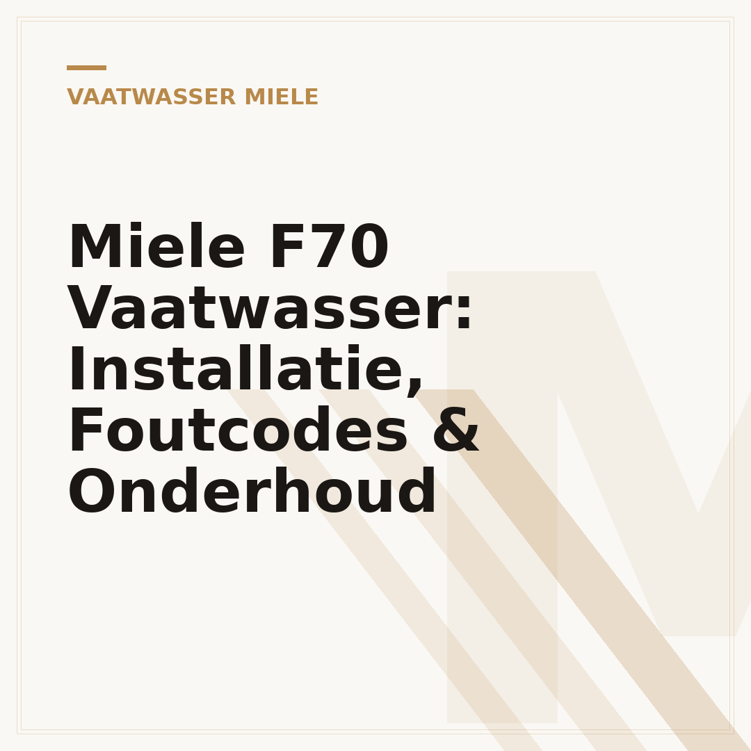 Miele F70 Vaatwasser: Installatie, Foutcodes & Onderhoud