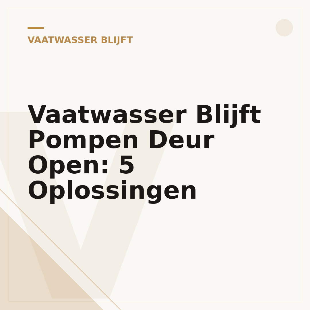 Vaatwasser Blijft Pompen Deur Open: 5 Oplossingen