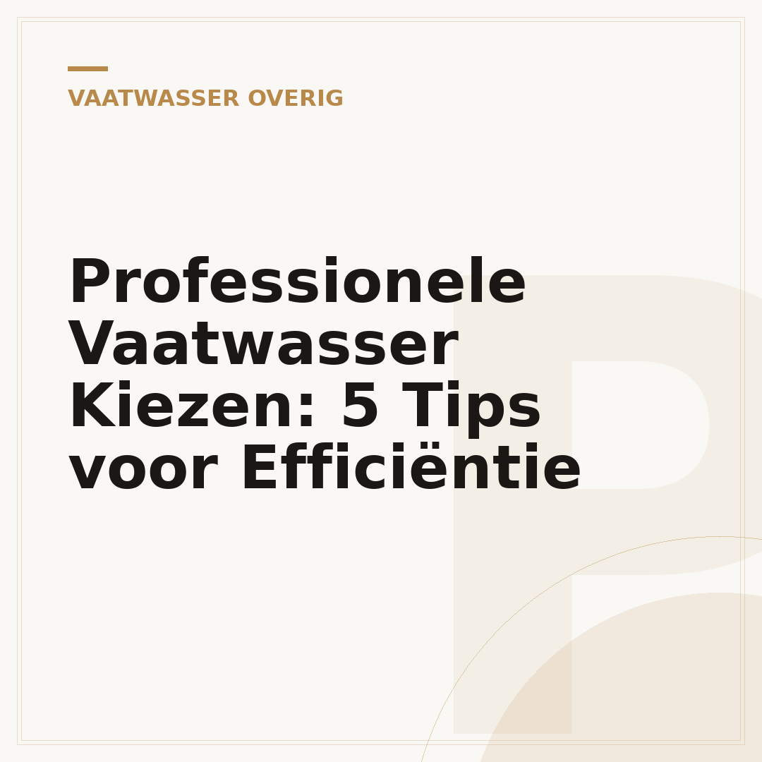 Professionele Vaatwasser Kiezen: 5 Tips voor Efficiëntie