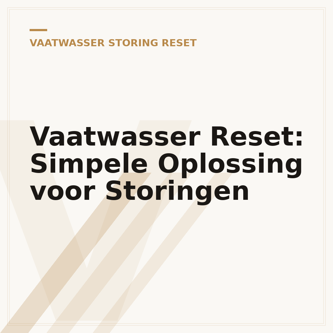 Vaatwasser Reset: Simpele Oplossing voor Storingen