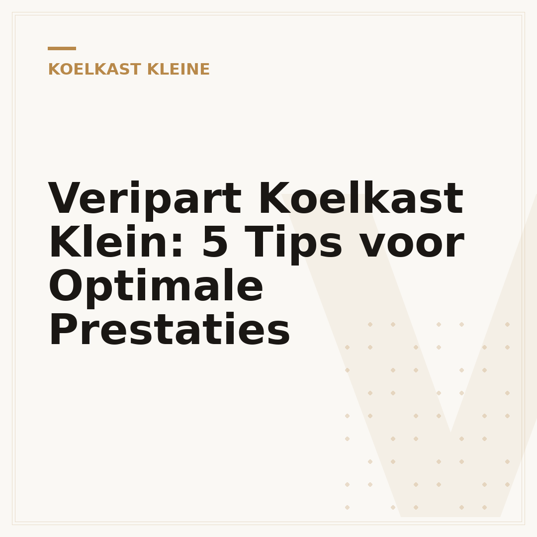Veripart Koelkast Klein: 5 Tips voor Optimale Prestaties