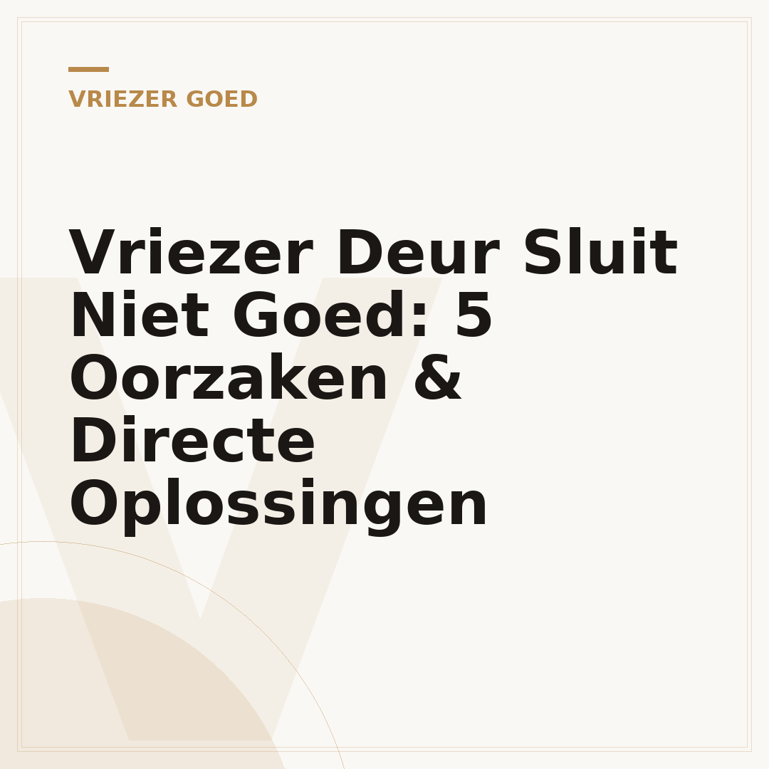 Vriezer Deur Sluit Niet Goed: 5 Oorzaken & Directe Oplossingen