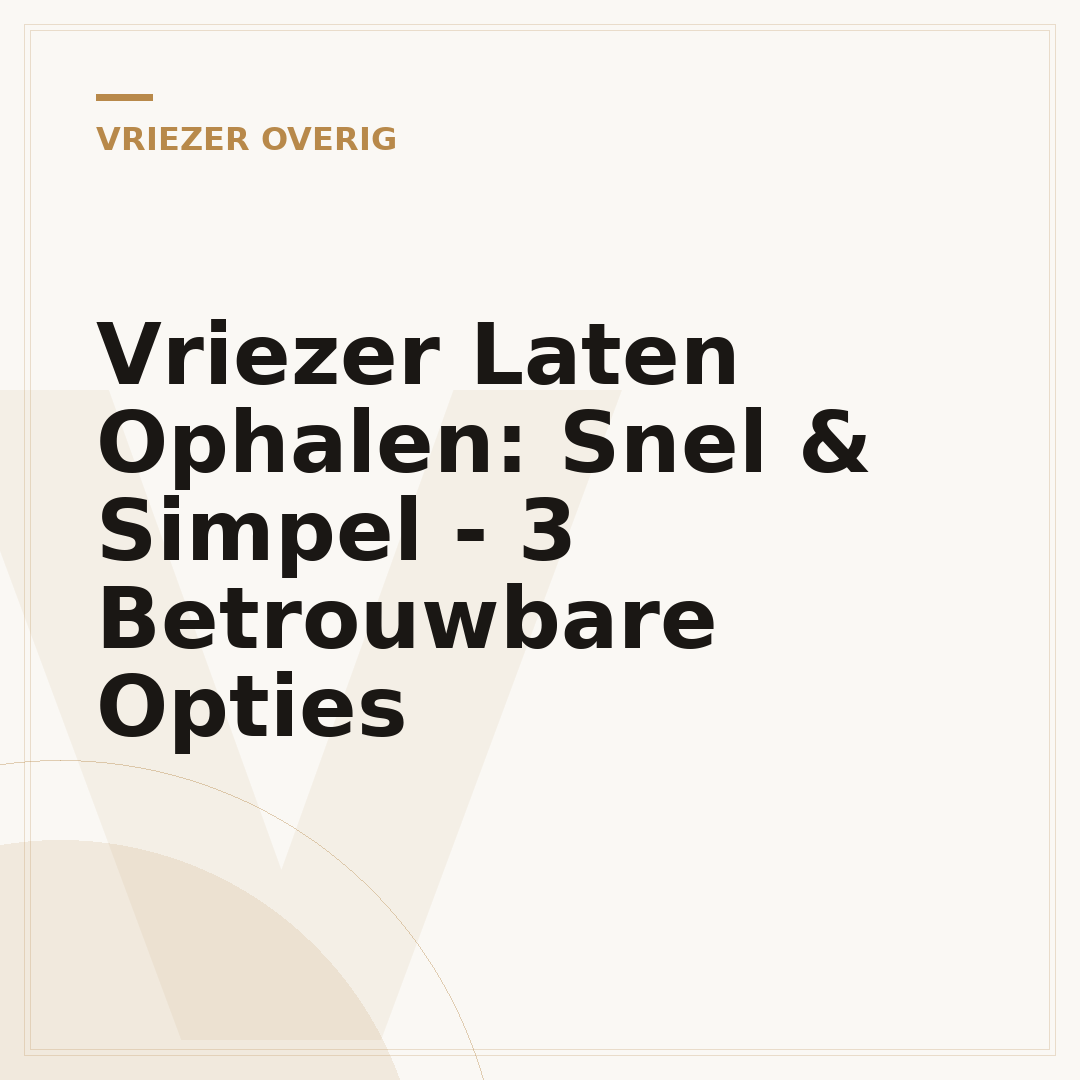 Vriezer Laten Ophalen: Snel & Simpel - 3 Betrouwbare Opties