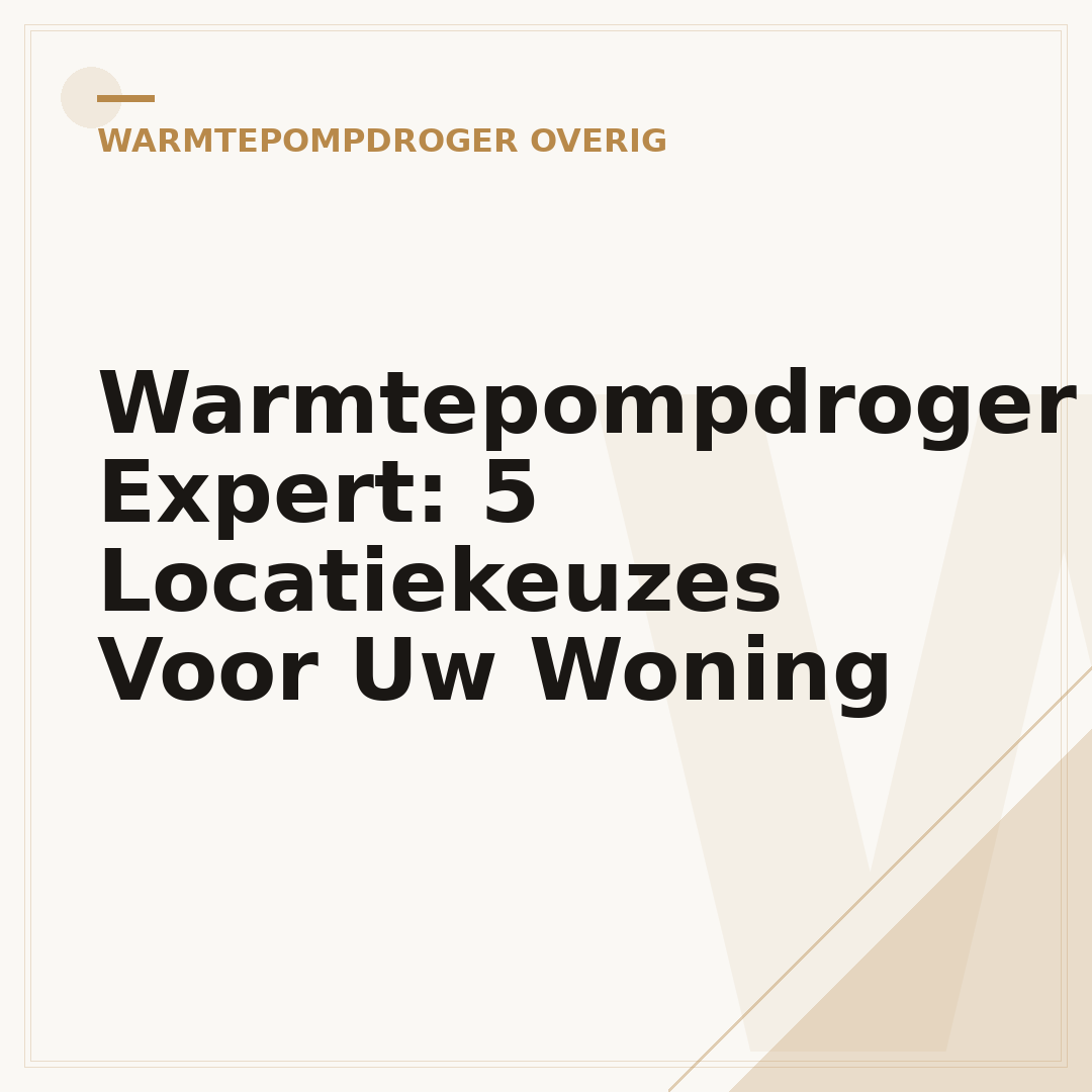 Warmtepompdroger Expert: 5 Locatiekeuzes Voor Uw Woning