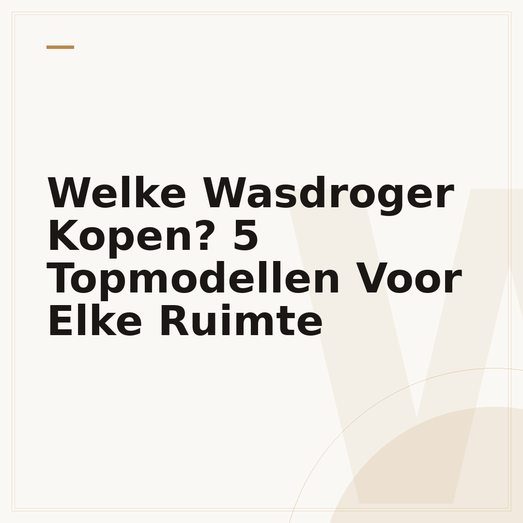Welke Wasdroger Kopen? 5 Topmodellen Voor Elke Ruimte