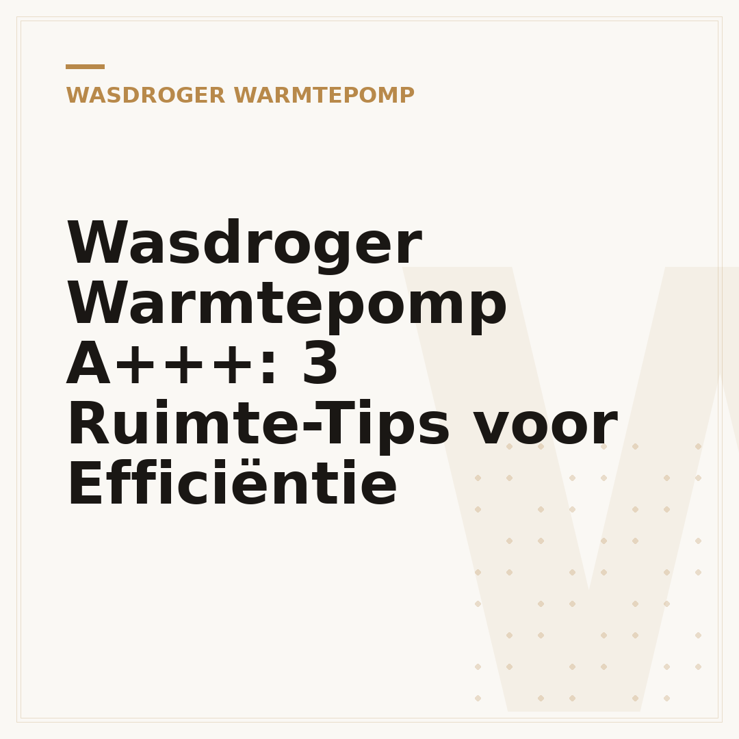Wasdroger Warmtepomp A+++: 3 Ruimte-Tips voor Efficiëntie