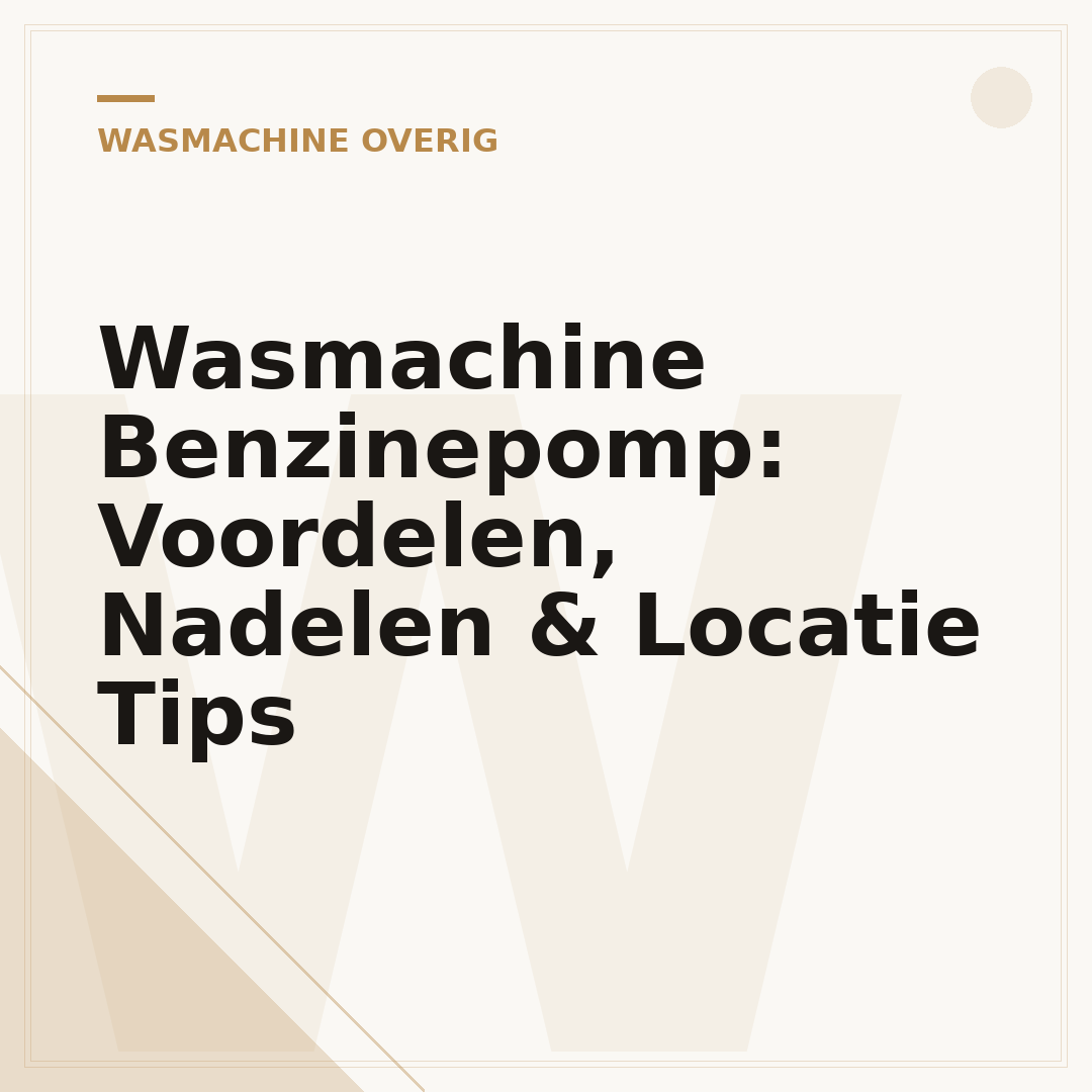 Wasmachine Benzinepomp: Voordelen, Nadelen & Locatie Tips
