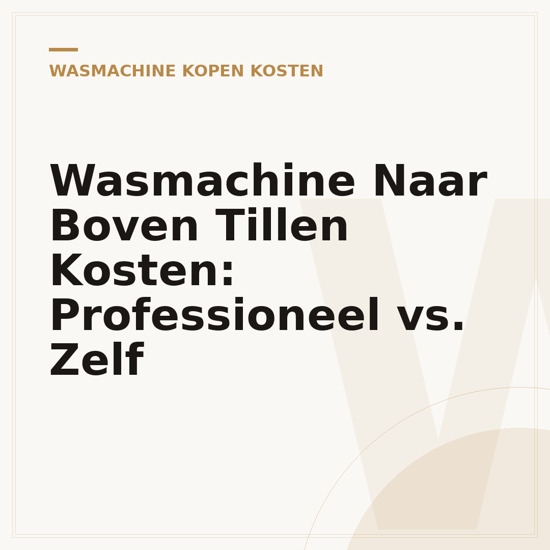 Wasmachine Naar Boven Tillen Kosten: Professioneel vs. Zelf