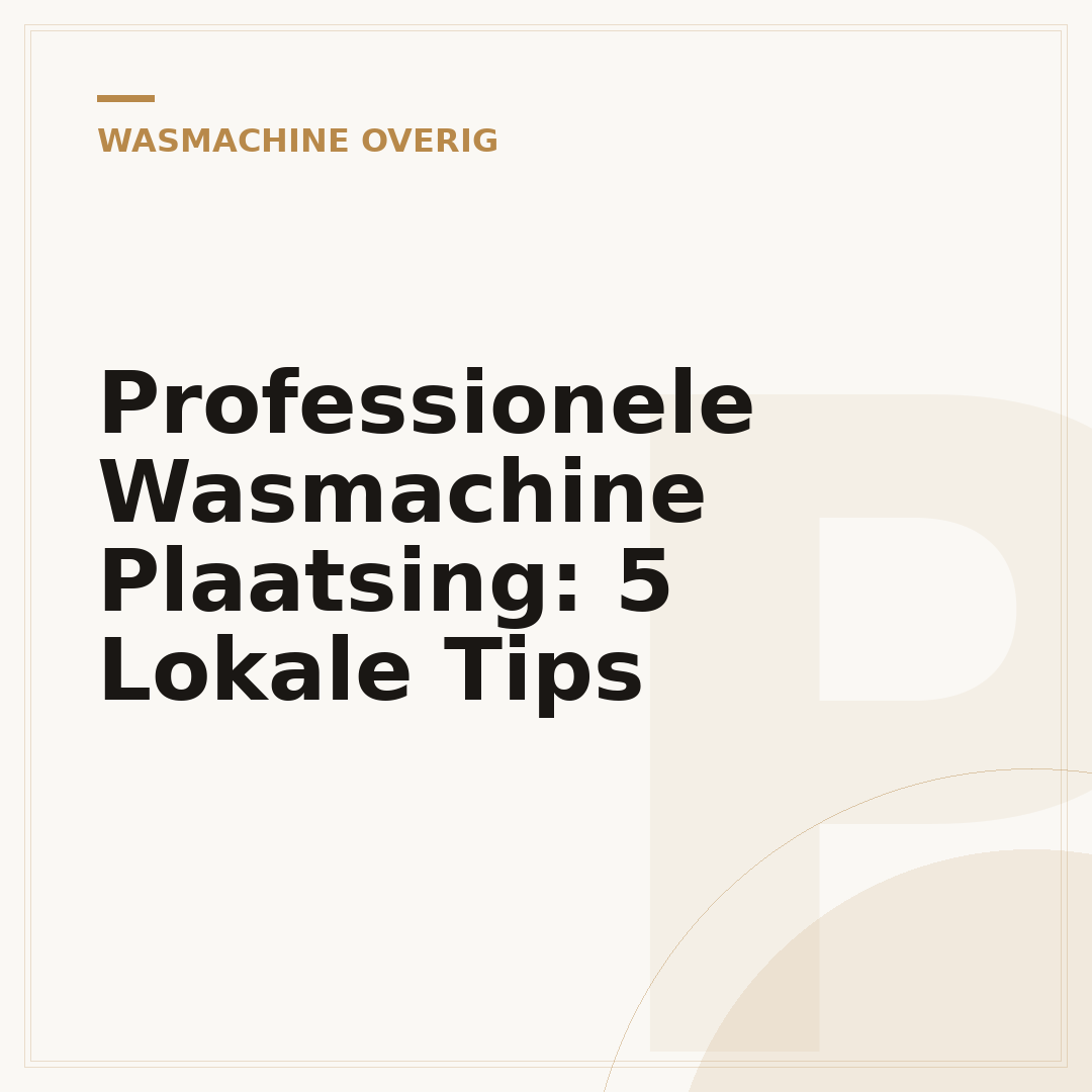 Professionele Wasmachine Plaatsing: 5 Lokale Tips