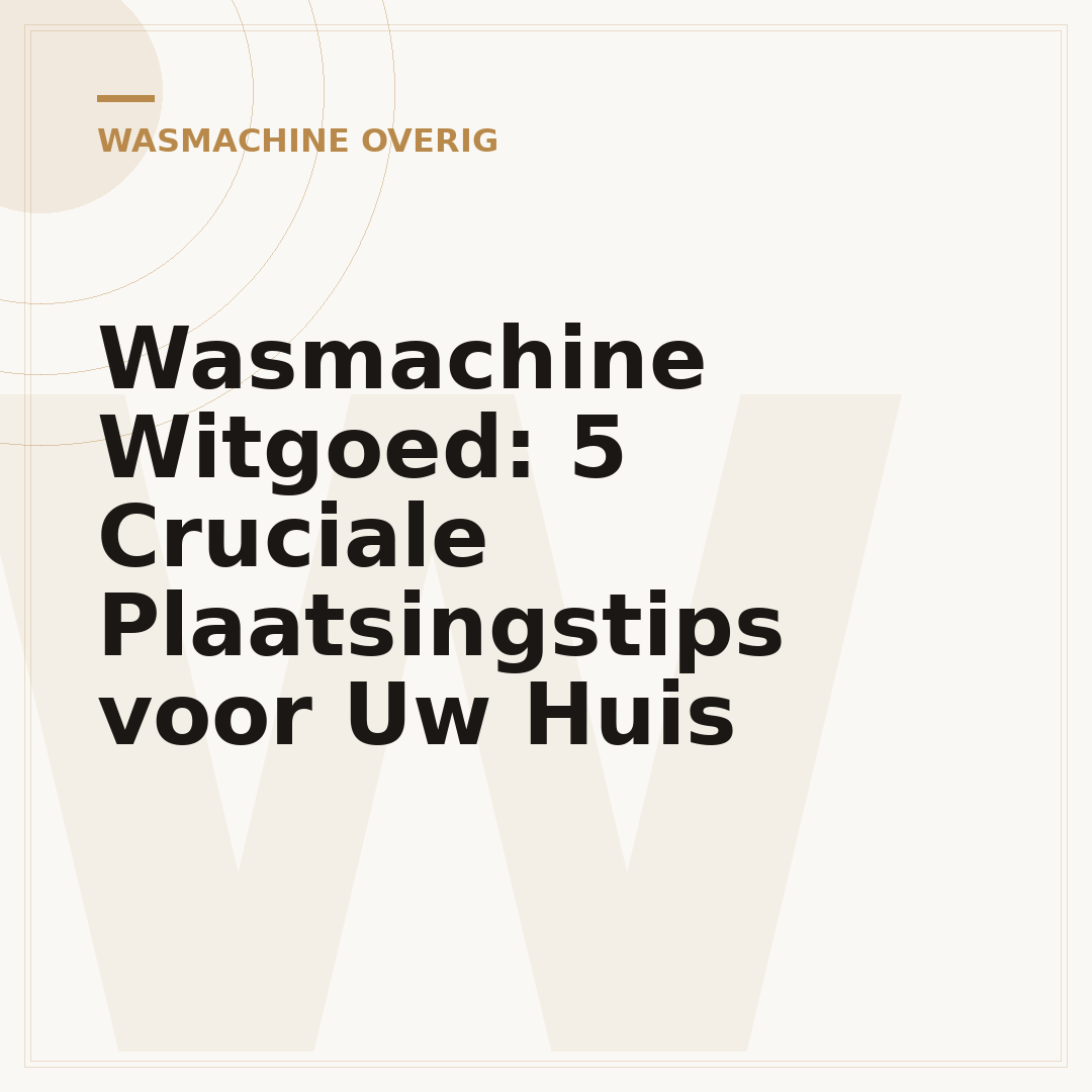 Wasmachine Witgoed: 5 Cruciale Plaatsingstips voor Uw Huis
