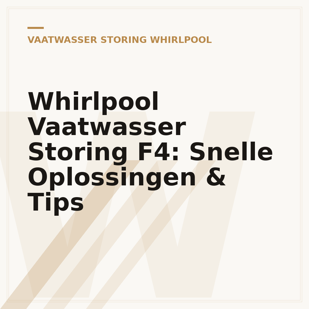 Whirlpool Vaatwasser Storing F4: Snelle Oplossingen & Tips