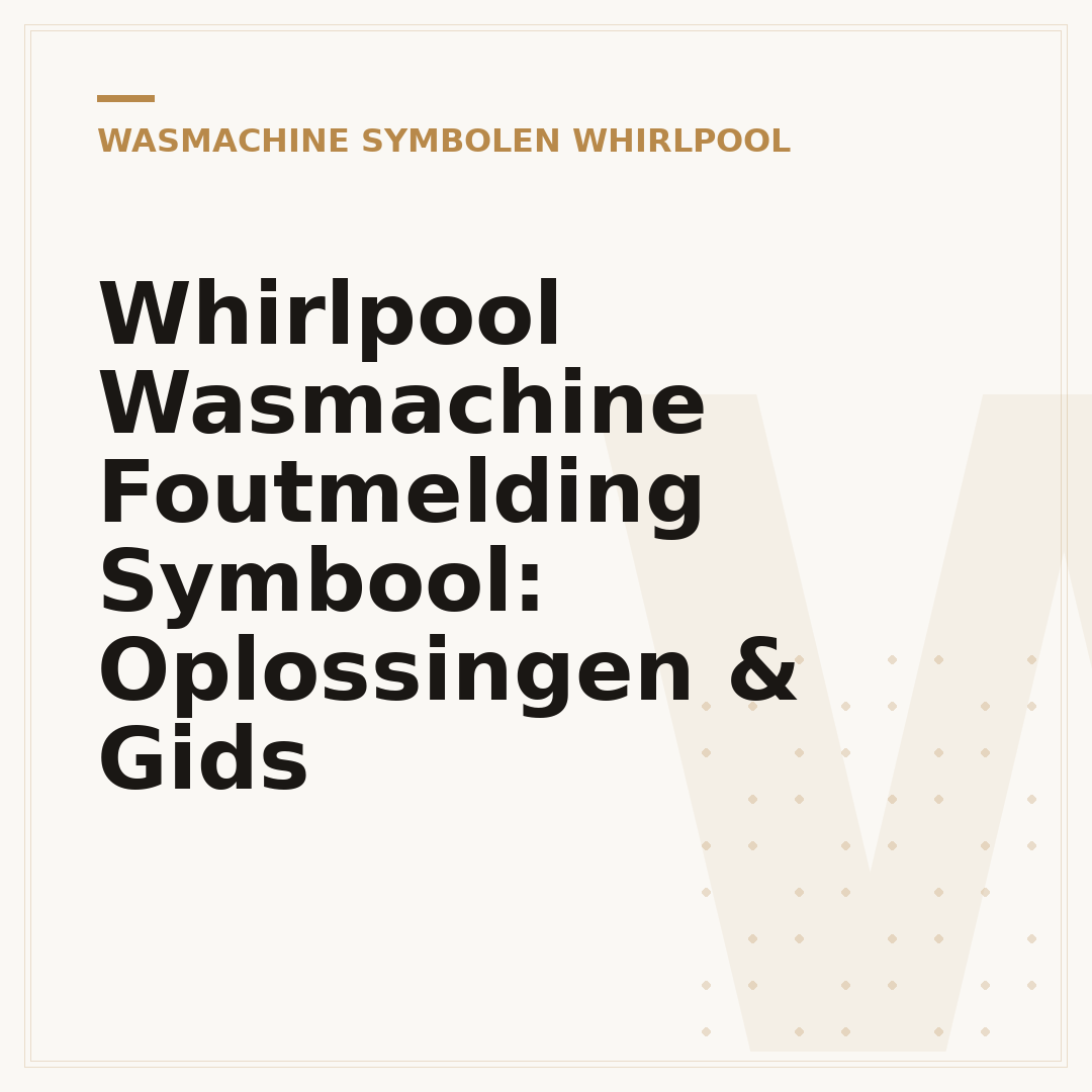 Whirlpool Wasmachine Foutmelding Symbool: Oplossingen & Gids
