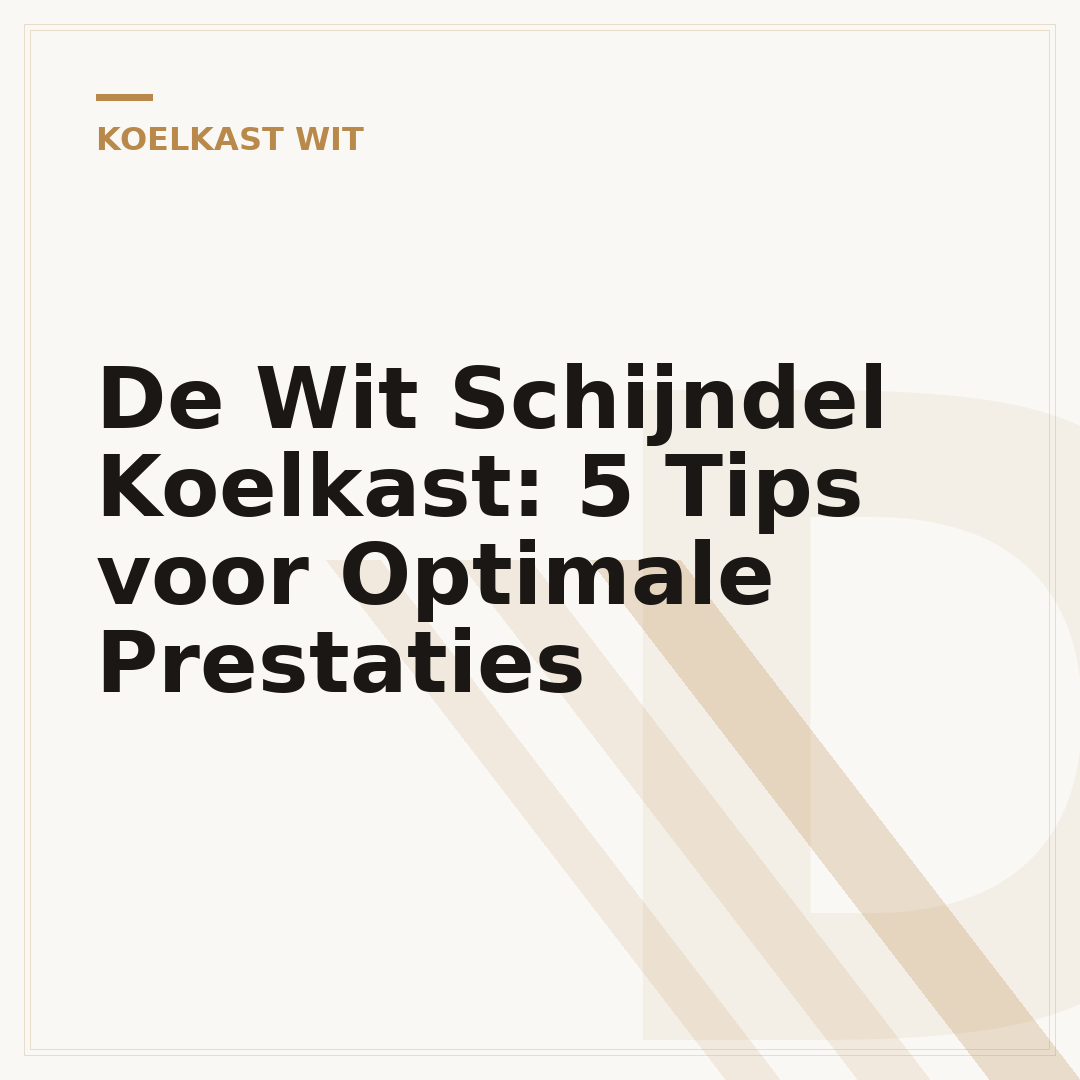 De Wit Schijndel Koelkast: 5 Tips voor Optimale Prestaties