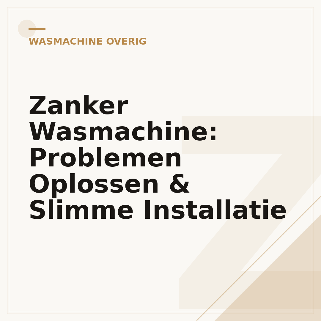 Zanker Wasmachine: Problemen Oplossen & Slimme Installatie