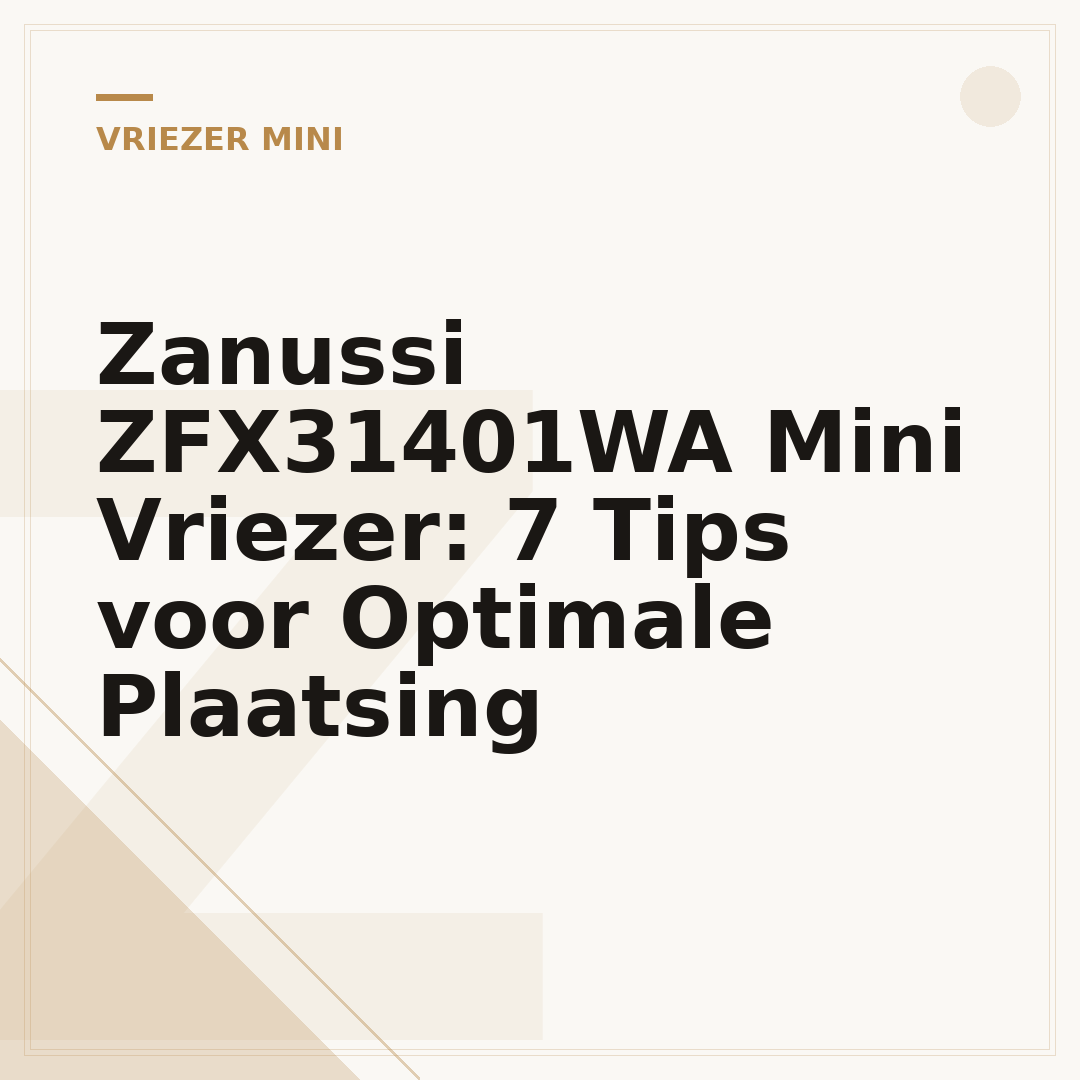 Zanussi ZFX31401WA Mini Vriezer: 7 Tips voor Optimale Plaatsing
